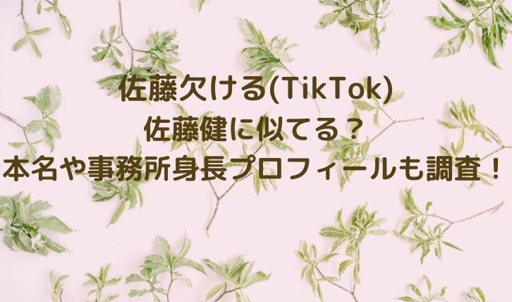 佐藤欠ける(TikTok)は佐藤健に似てる？本名や事務所身長プロフィールも調査！